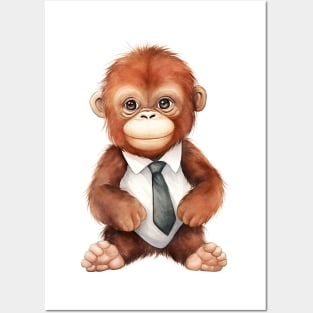 Orangutan Wearing a Tie Posters and Art